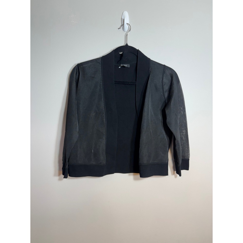 Carlisle Womens Black Mixed Media Mesh Open Front Cardigan Jacket Size M